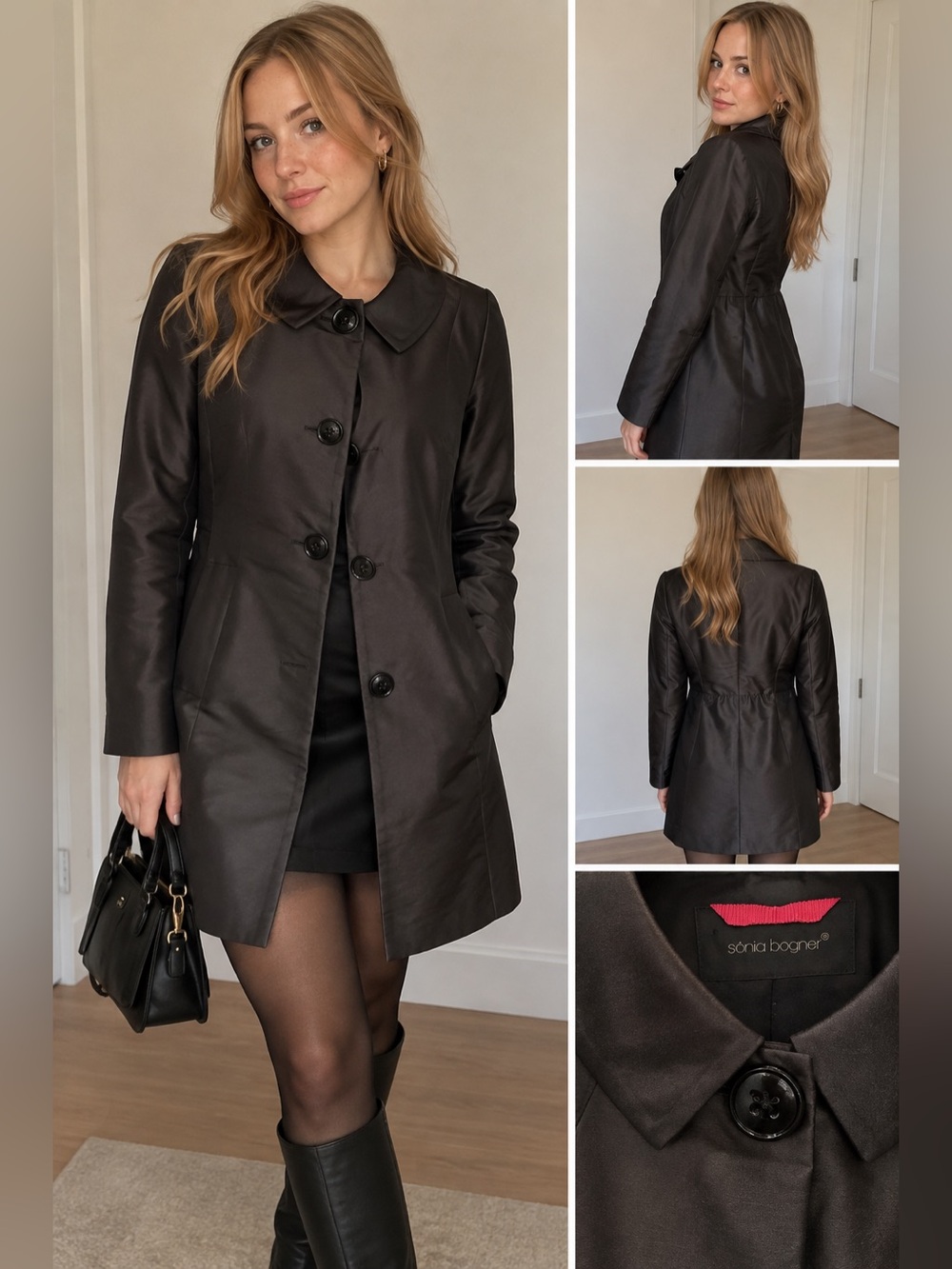 Sonia Bogner Black Pea Coat